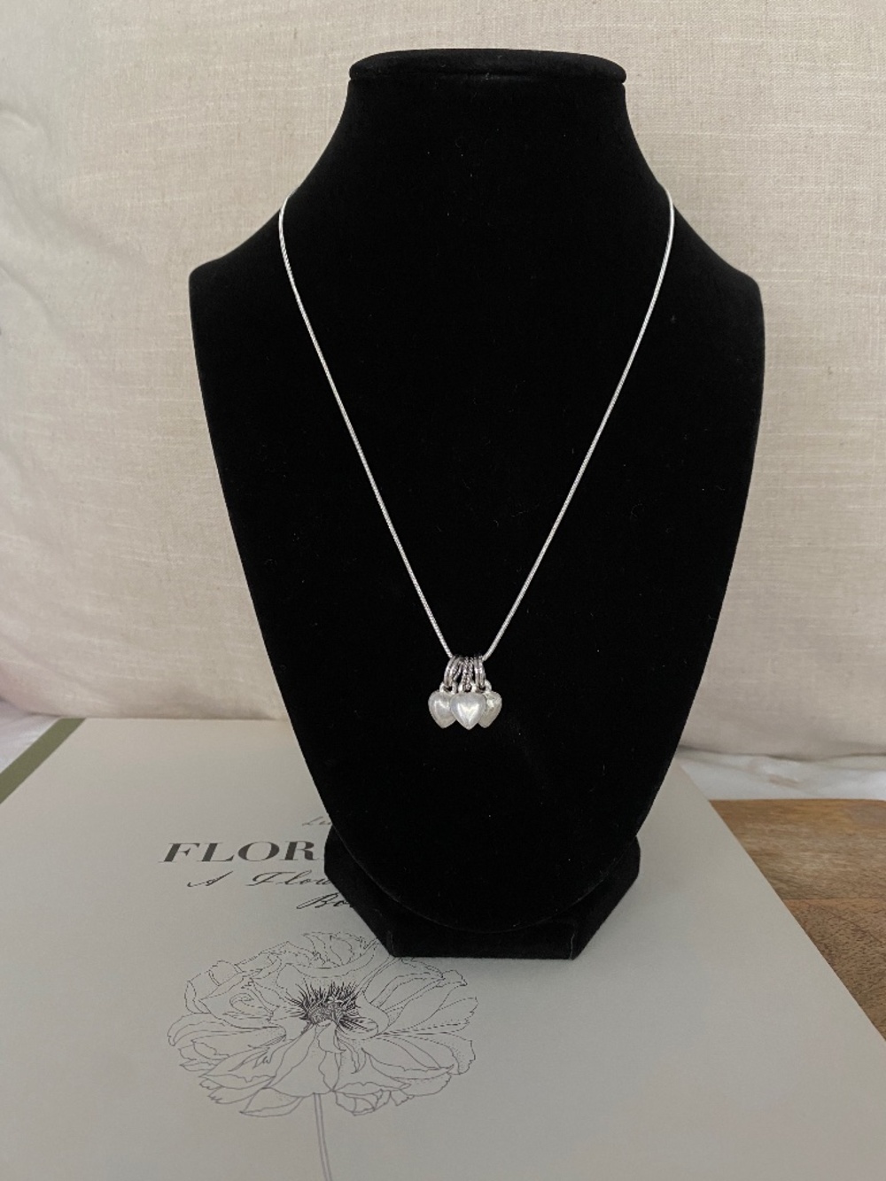 925 Sterling Silver Rescued Vintage Puffy Hearts Repurposed Charms & Necklace